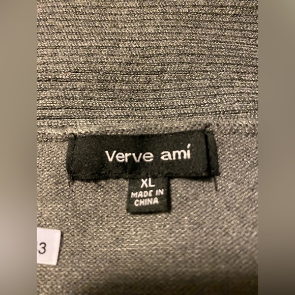 Verve Ami Gray Cardigan Open Front Draped Ribbed Knit Long Sleeve - Picture 5 of 6